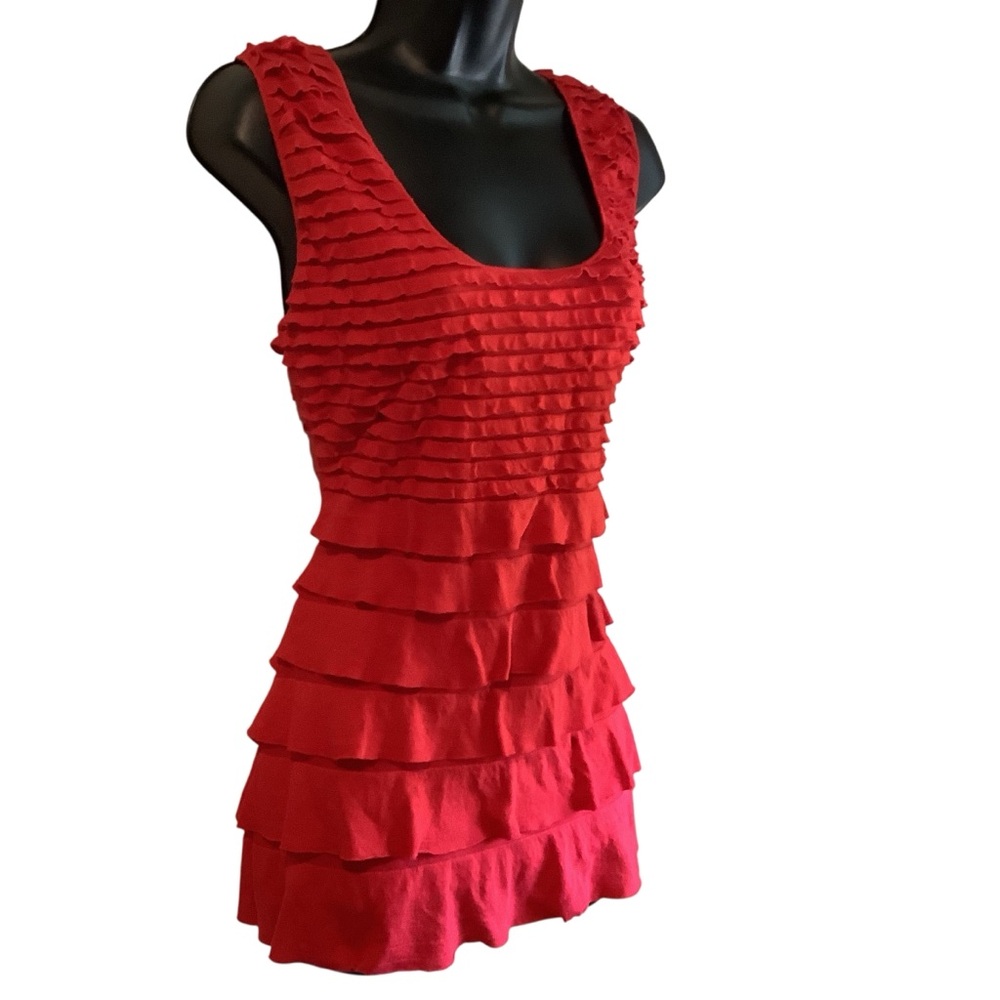 Max Edition Vibrant Red Layered Long Blouse/Mini Dress/Swim Cover Up
